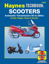 Haynes Techbook for scooters with a blue background and scooter images.