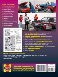 Toyota Land Cruiser Series FJ40, FJ43, FJ45 & FJ55 (68-82) Haynes Repair Manual