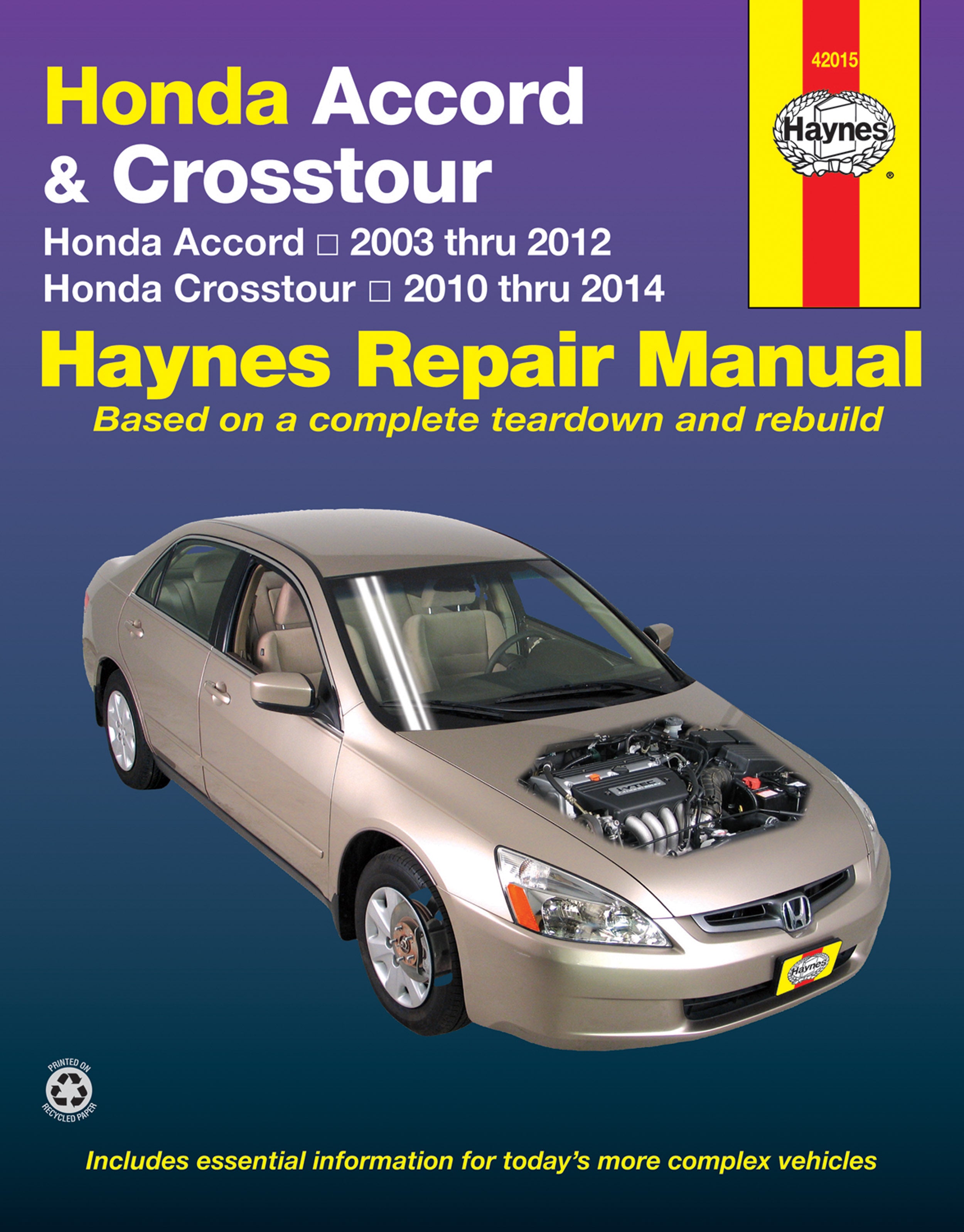 Honda Accord (03-12) & Crosstour (10-14) Haynes Repair Manual 