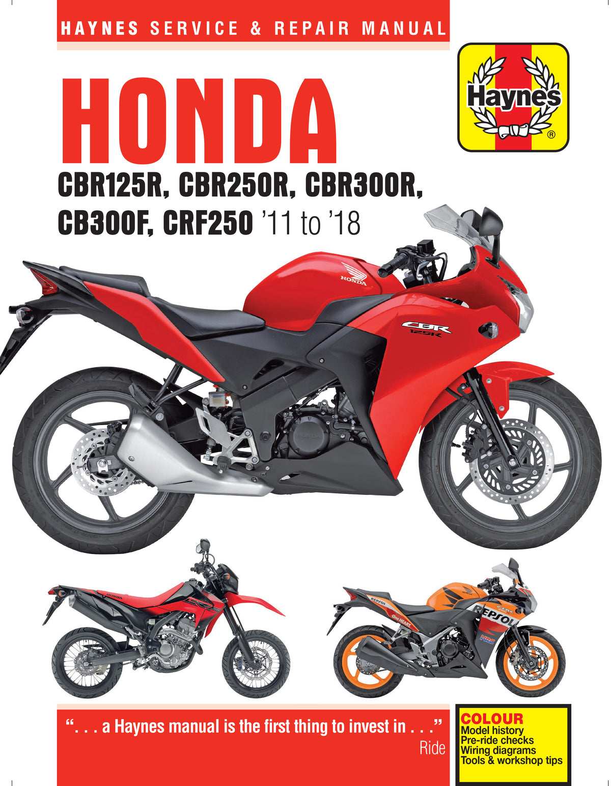 Honda CBR125/250/300R, CB300F & CRF250L/M (11-18) Haynes Repair 