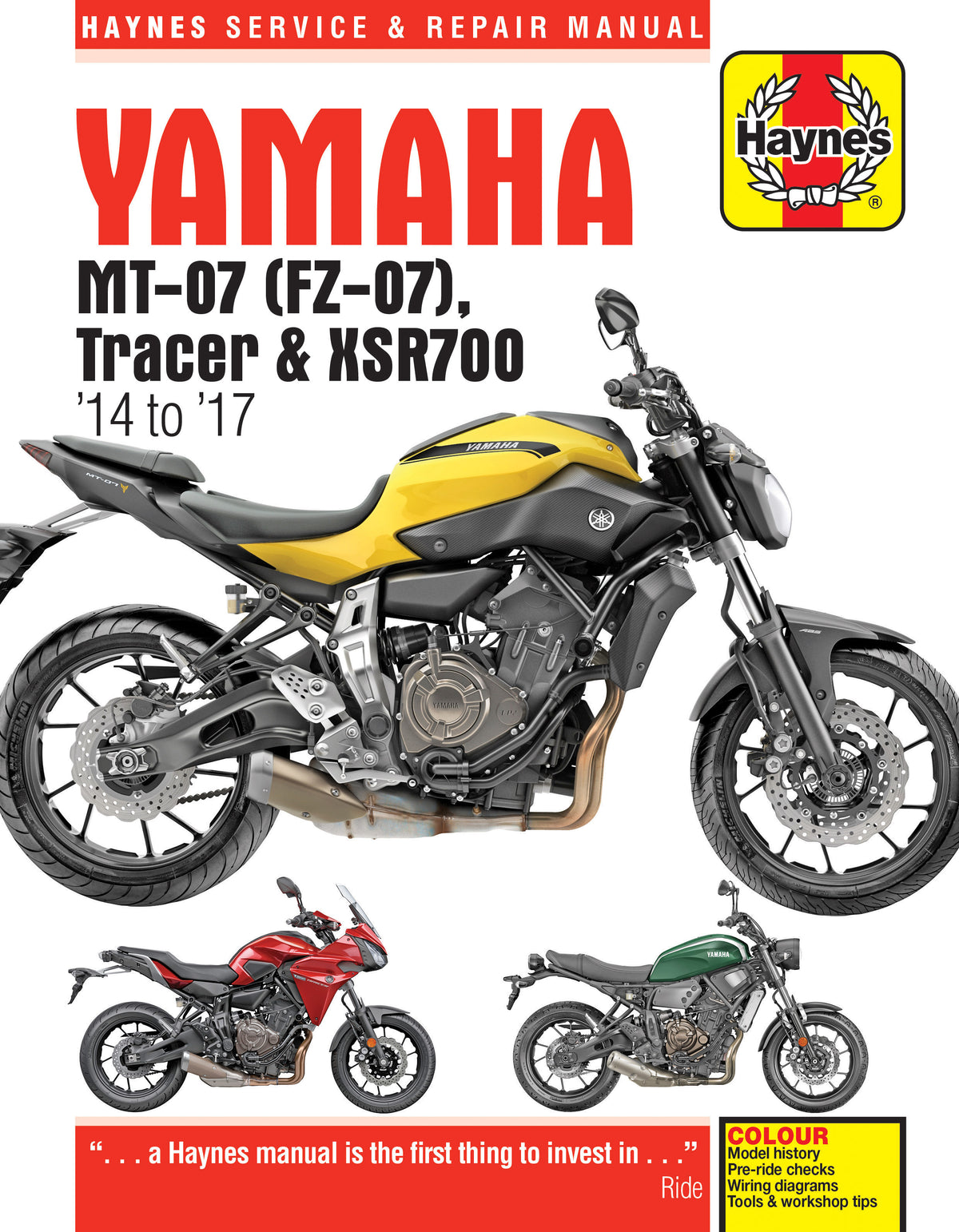 Yamaha MT-07, FZ-07, MT-07TR Tracer & XSR700 (14-17) Haynes Repair 