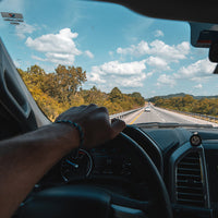 Interior of a car driving down a road in Knoxville