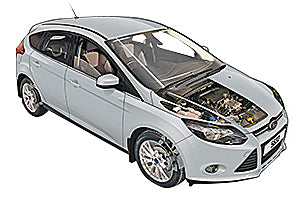 Fusebox and diagnostic socket locations Ford Focus 2011 - 2014