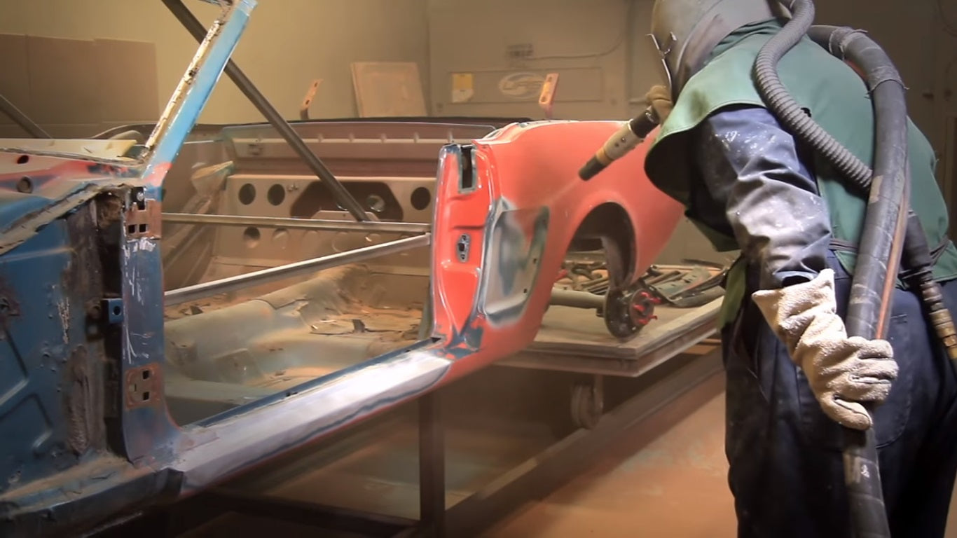 Media Blasting a Mustang Shell