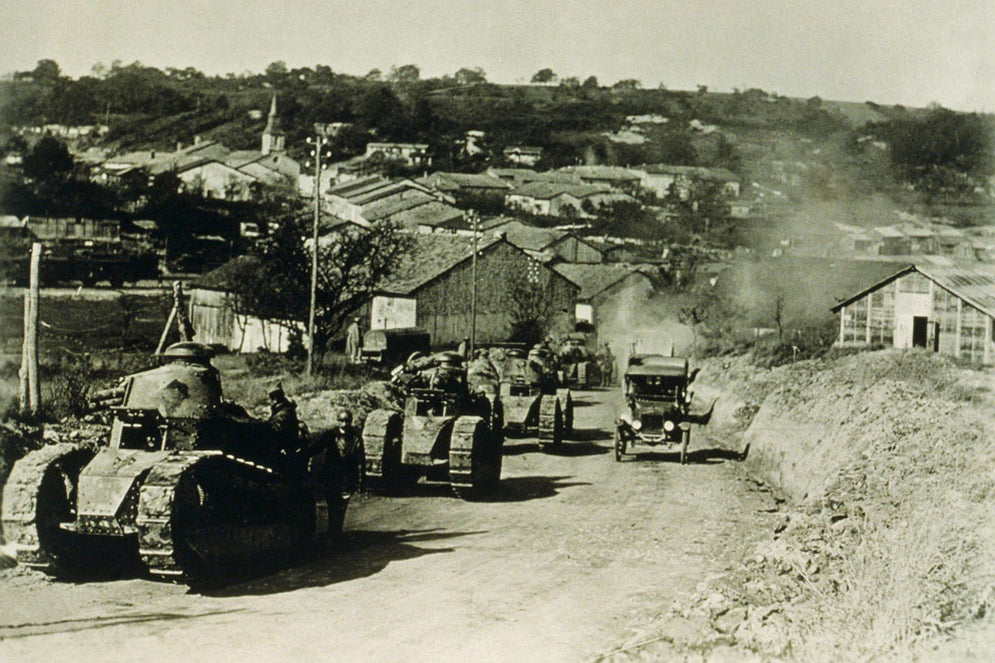 Renault FT Tanks and Model T Ford in France WWI
