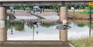 Car submerged under flood waters Texas