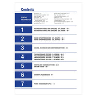 Table of contents for a technical manual on a white background