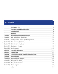 Table of contents for a technical manual on automotive repair with chapter headings and page numbers. Cadillac XTS 2013-2019 Haynes Repair Manual 