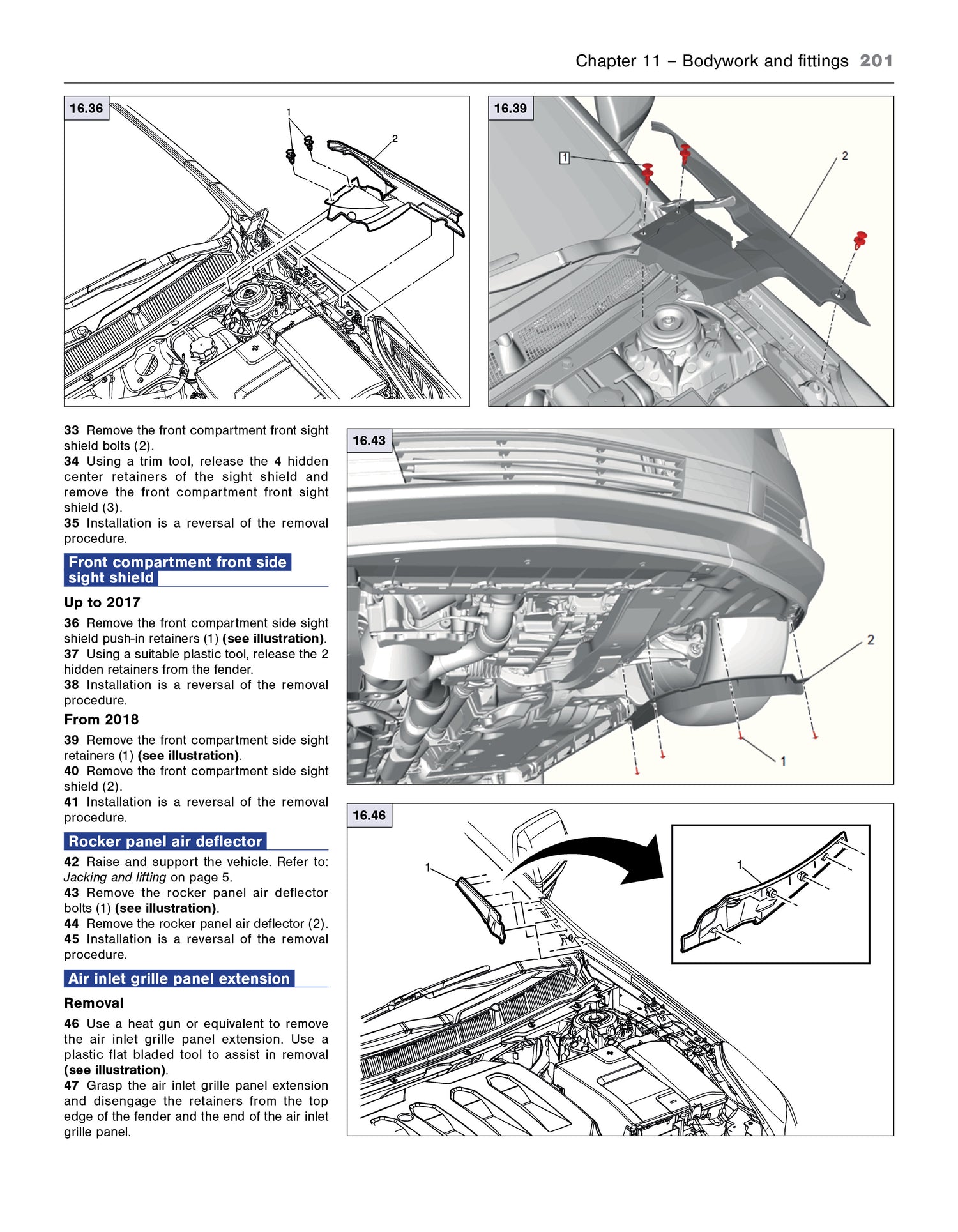 Technical diagram of car bodywork and fittings with step-by-step  from the Cadillac XTS 2013-2019 Haynes Repair Manual instructions.