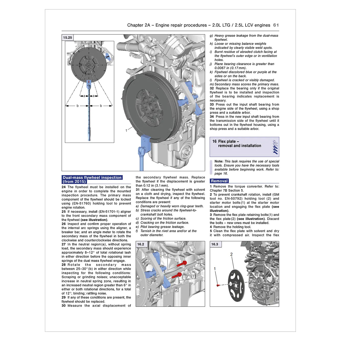 Technical manual page with engine repair procedures for 2.0L, 2.5L, and 2.7L engines.
