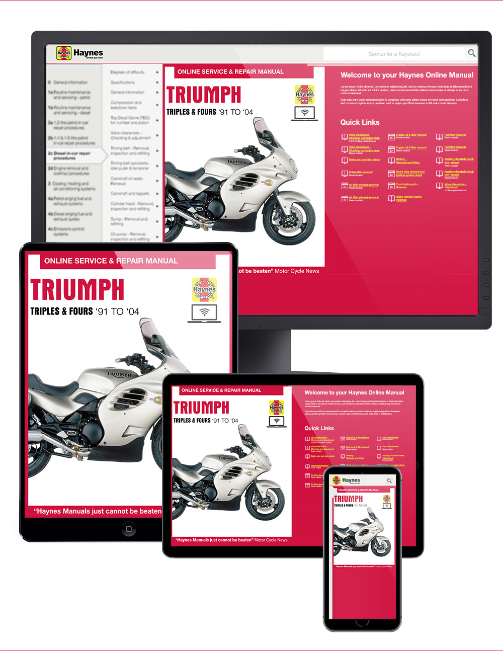 Triumph 750/900 Triples & 1200 Fours (91-04) Haynes Repair Manual