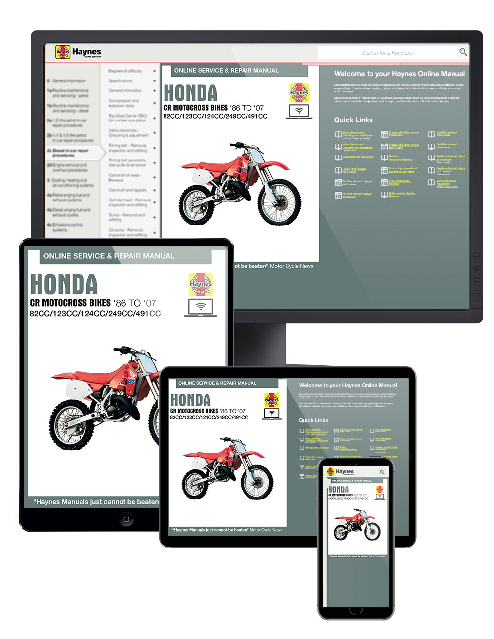 Honda CR80R, CR80RB Expert, CR85R, CR85RB Expert, CR125R, CR250R
