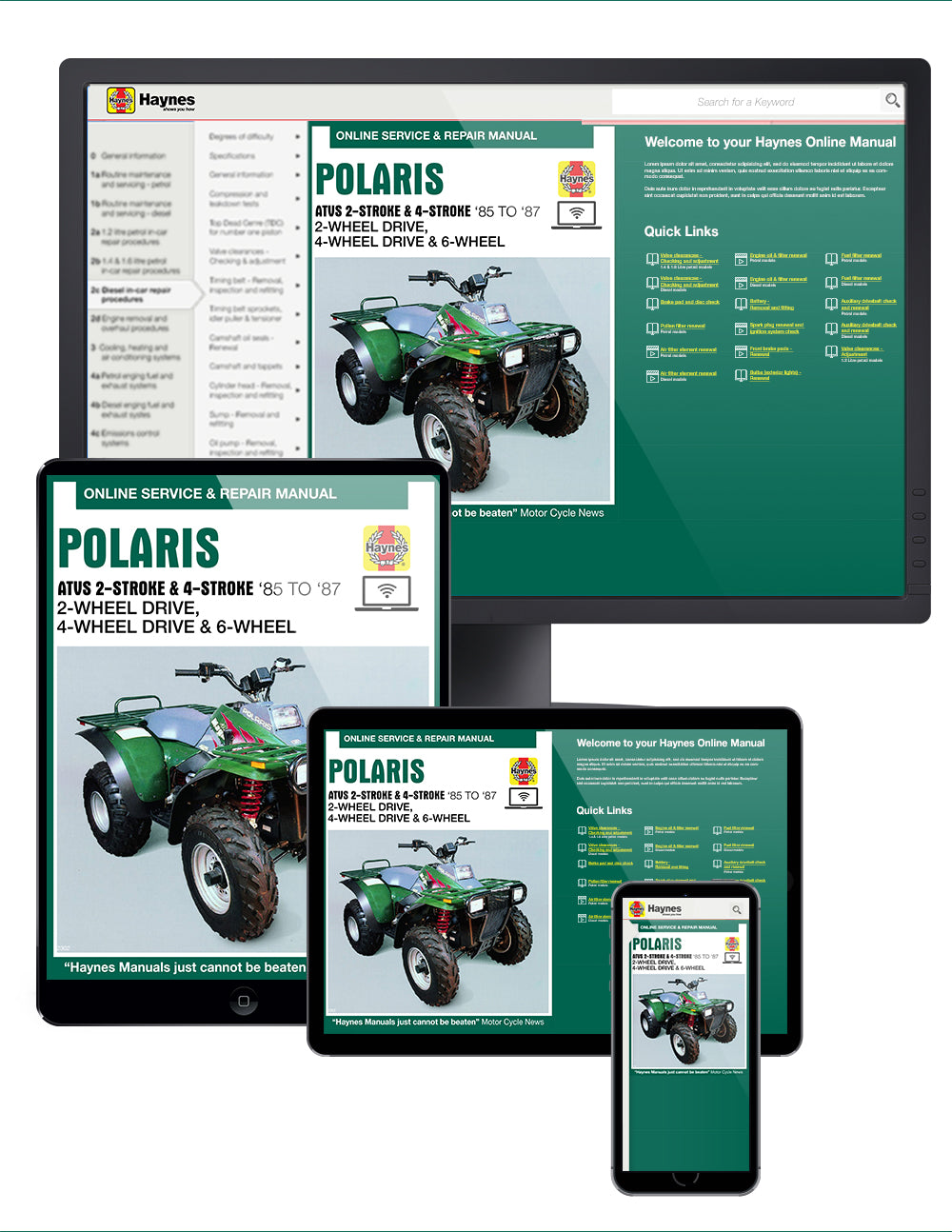 Polaris 250cc-500cc 2-stroke & 4-stroke 2-wheel drive, 4-wheel drive & 6-wheel drive ATVs (85-97) (Includes information on 3-wheel models) Haynes Repair Manual