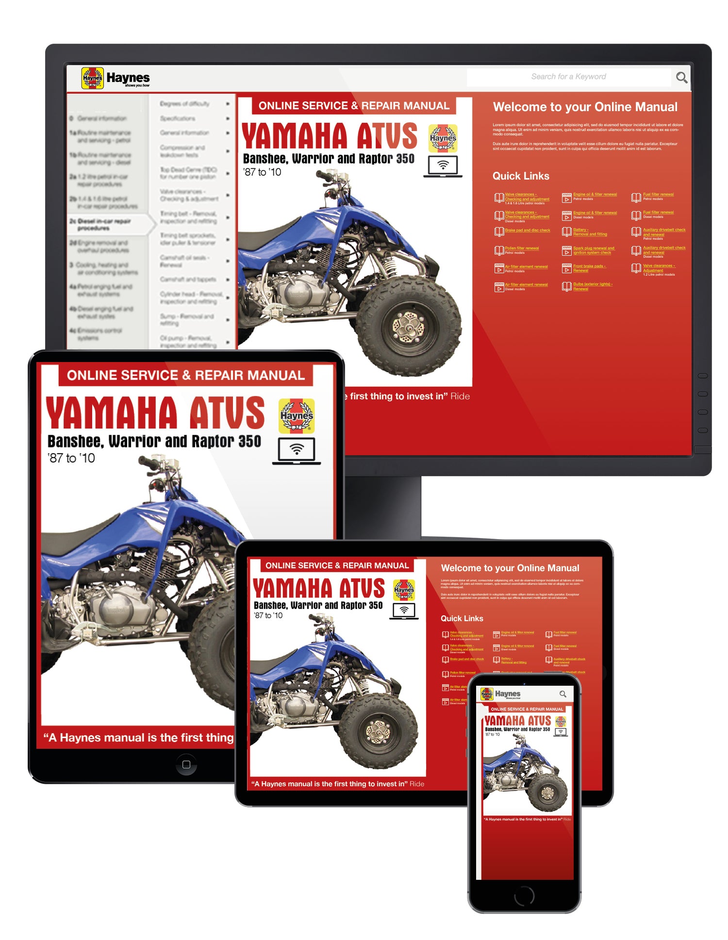 Yamaha Banshee, Warrior, & Raptor 347cc & 348cc models (87-10) Haynes Repair Manual