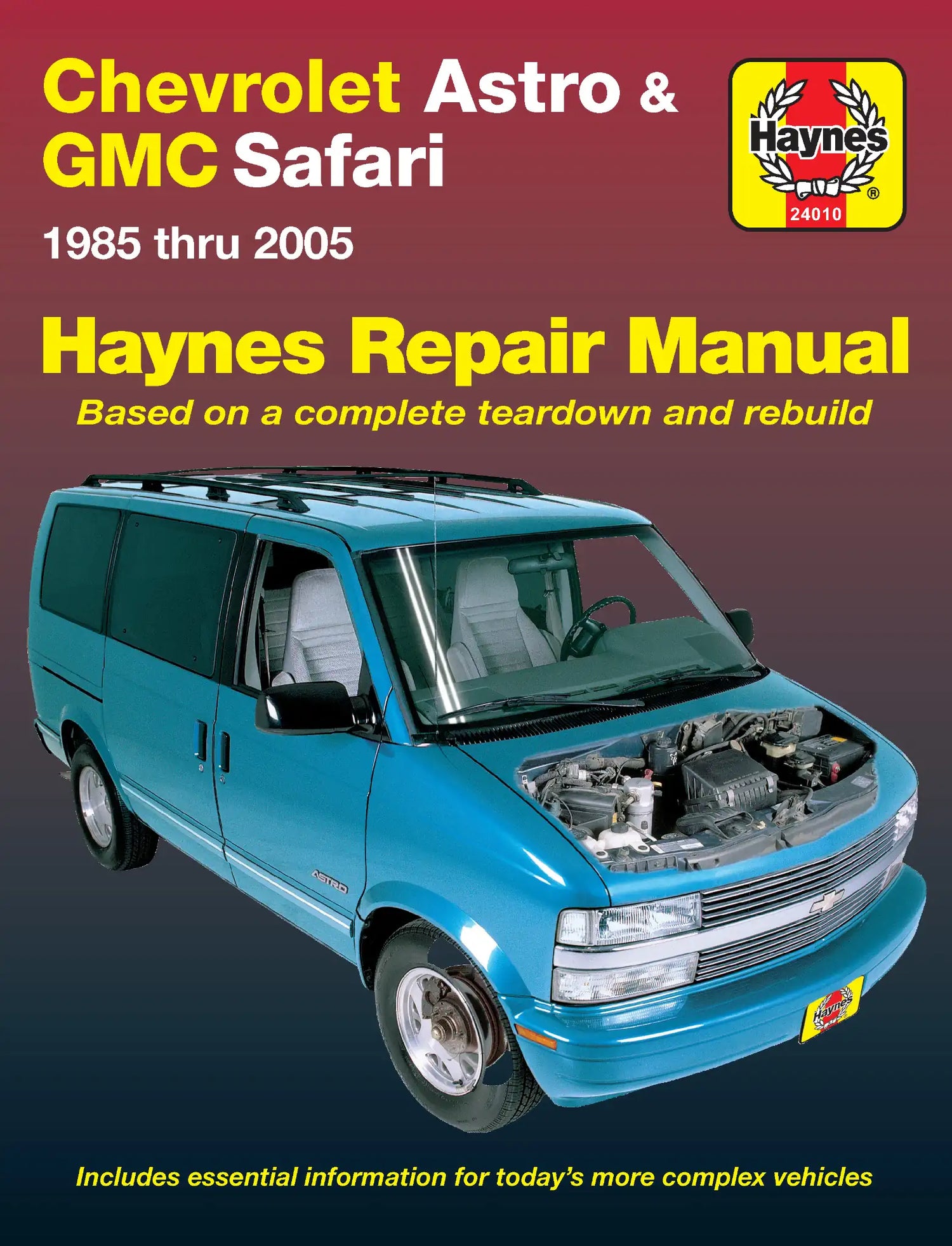 Haynes repair manual cover for Chevrolet Astro and GMC Safari with a blue van on a red background.