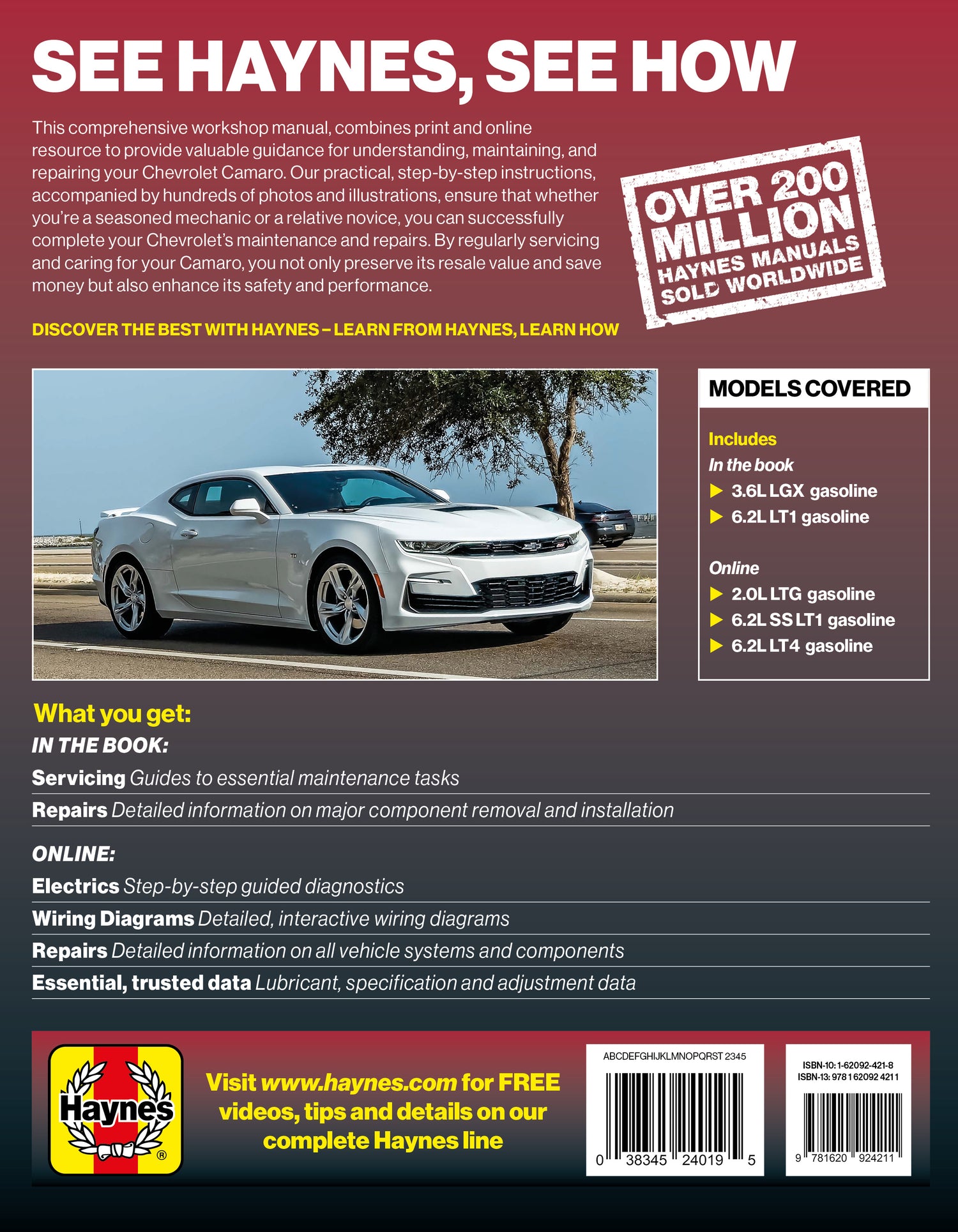 Back cover of the Chevrolet Camaro 2016-2023 Haynes Manual