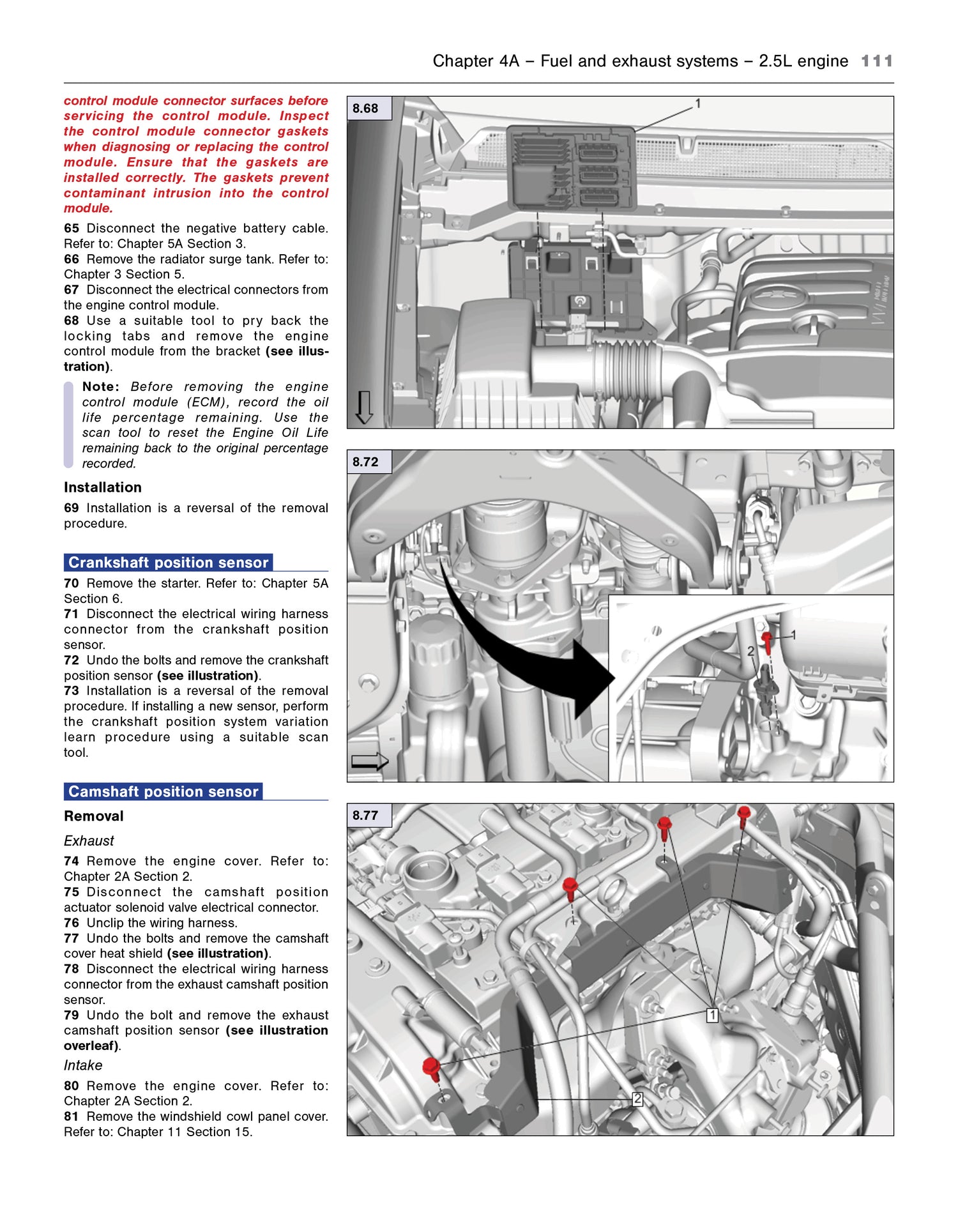 Sample page for the Haynes repair manual for the Chevrolet Colorado 2015 thru 20202