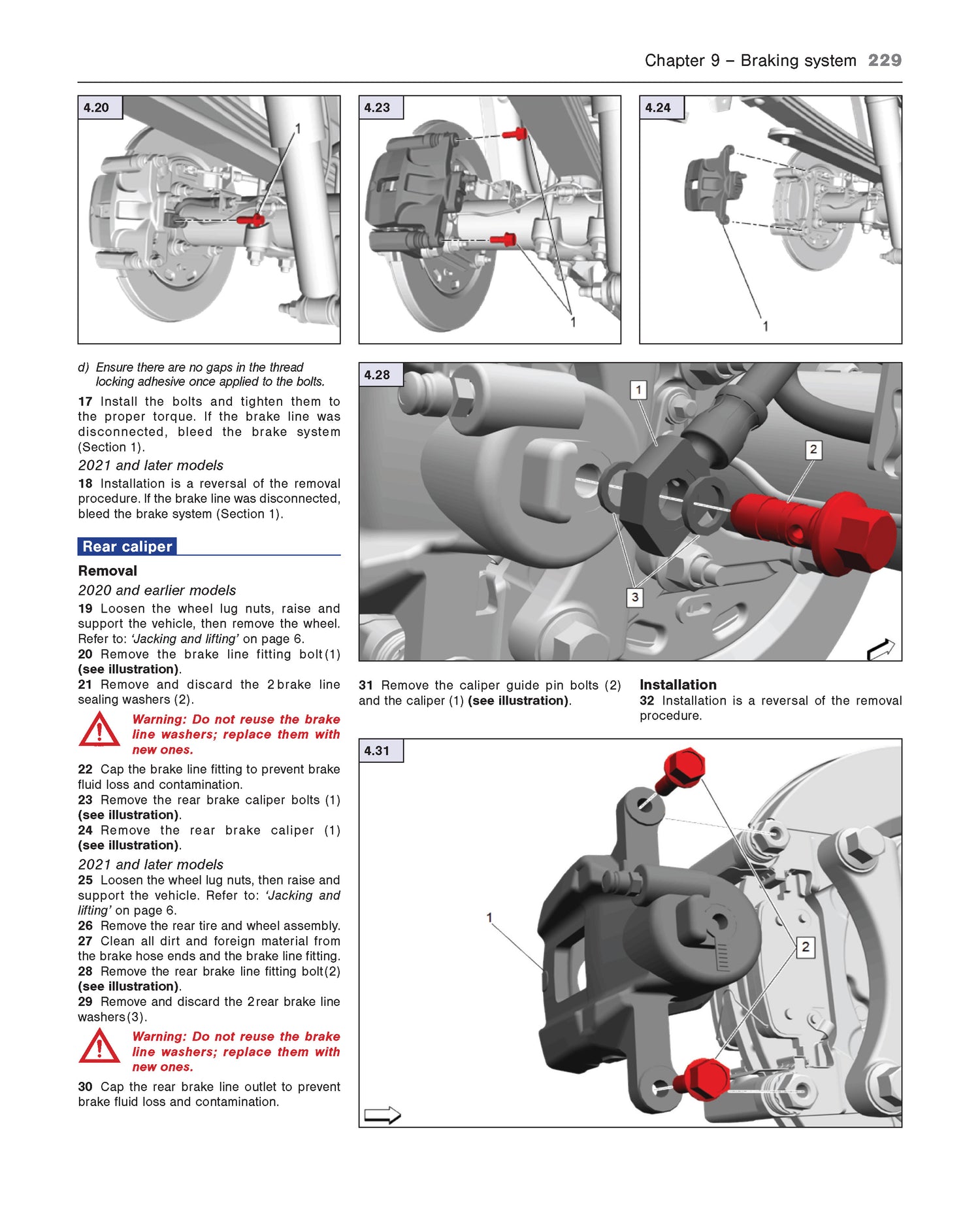 Technical diagram of a braking system with labeled parts and text instructions.
