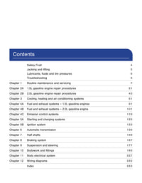 Table of contents for the Chevrolet Malibu 2020-2024 Manual