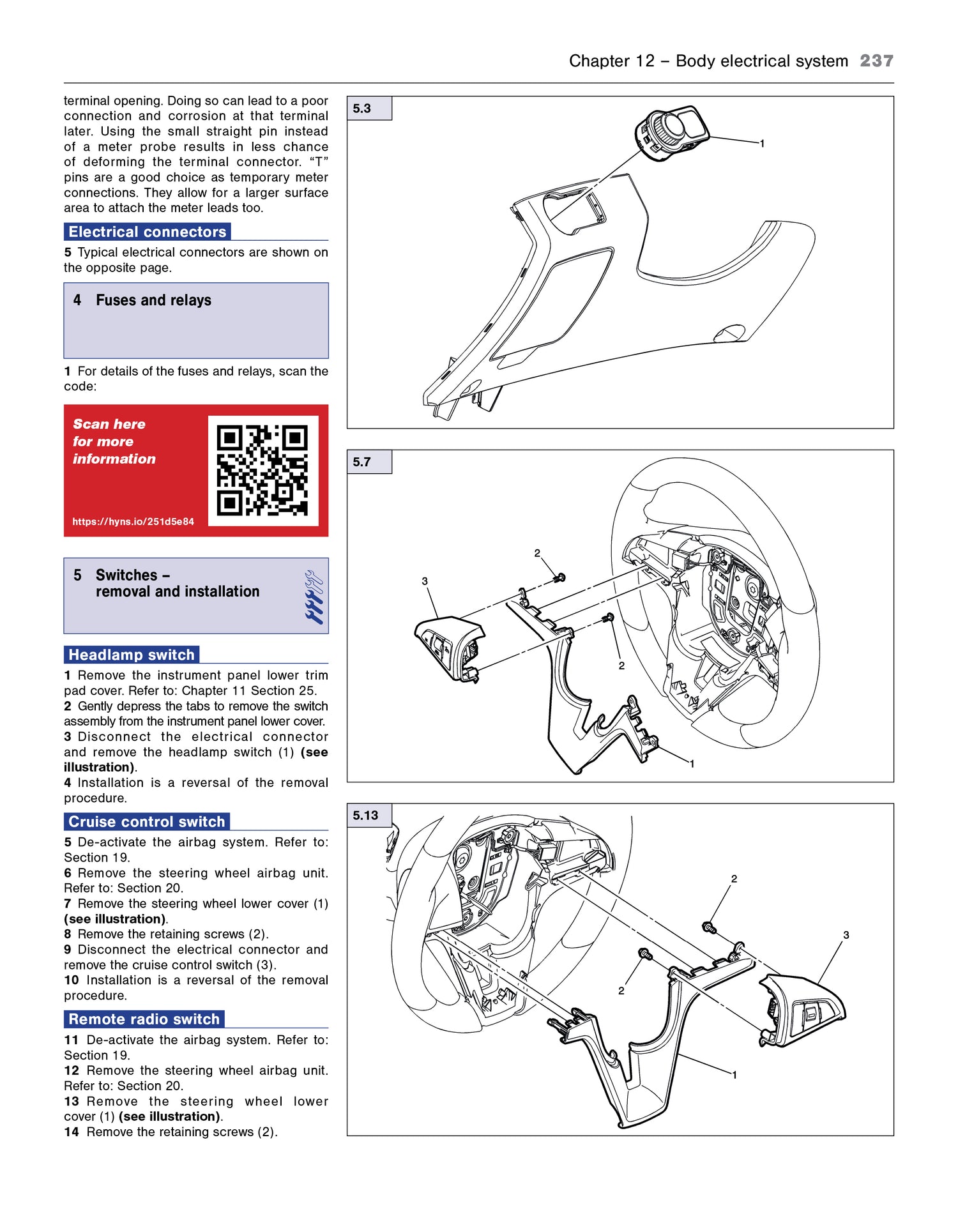 Technical diagram and instructions for a vehicle's body electrical system on a white background.