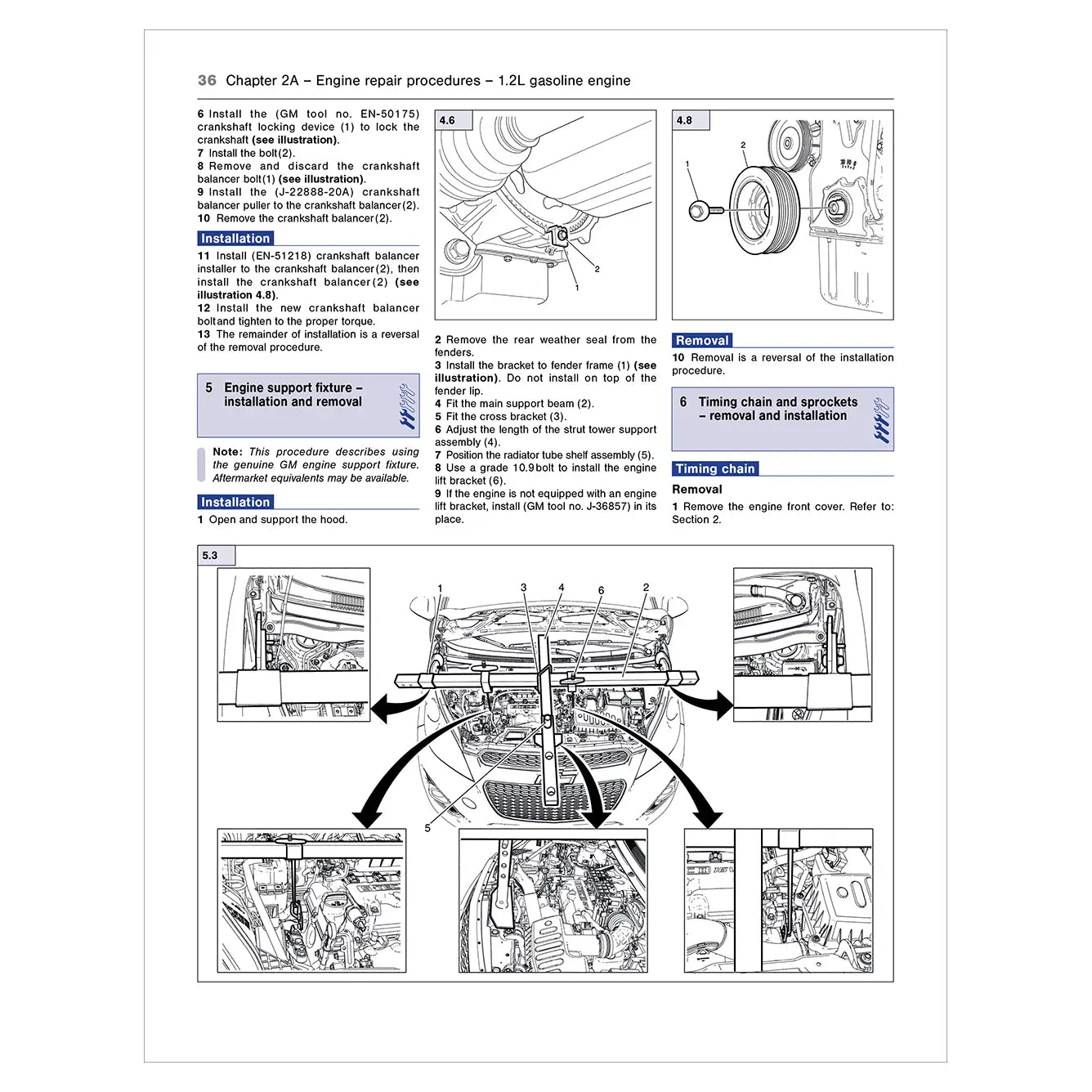 Technical diagram and text from a vehicle repair manual on engine repair procedures.