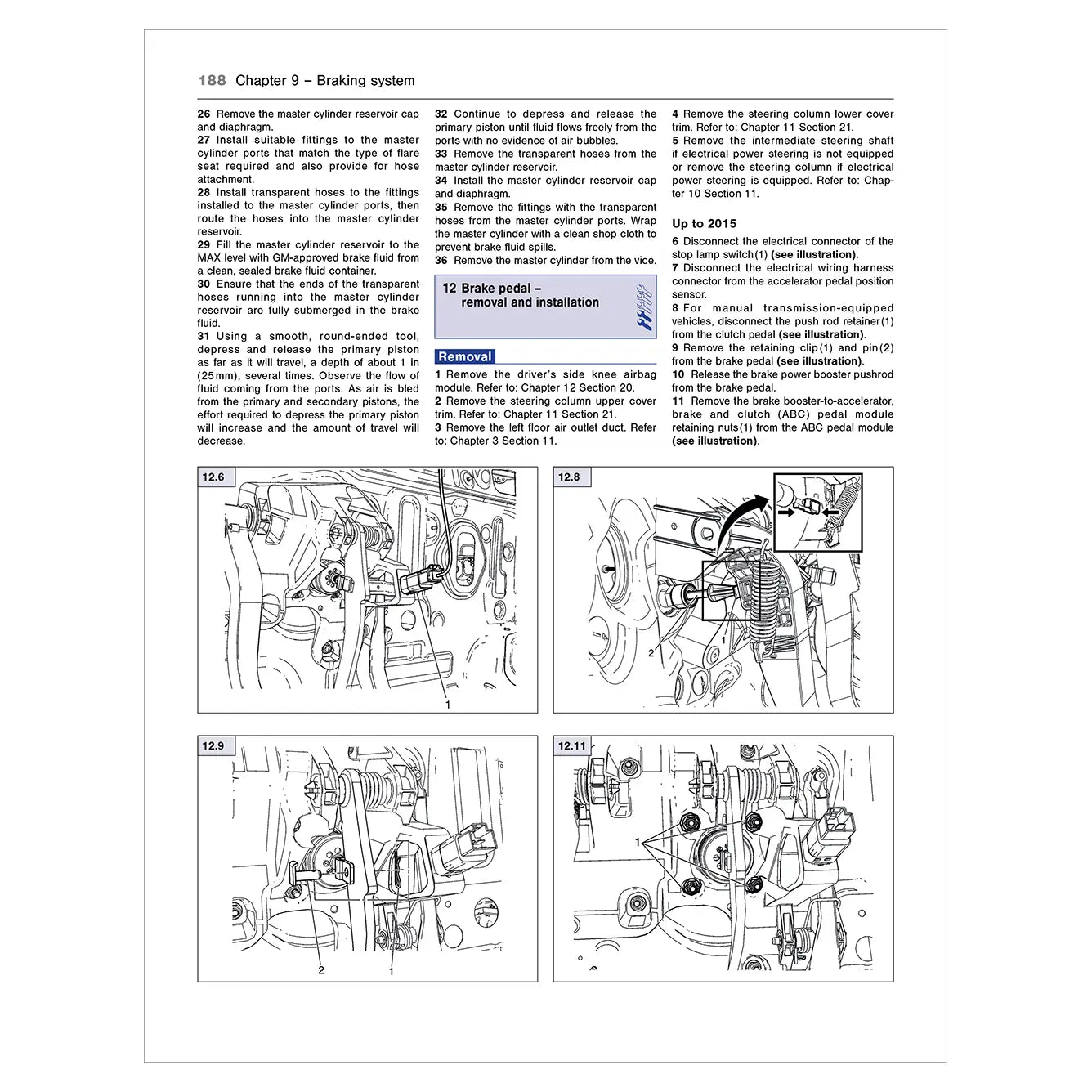 Technical diagram and text from a vehicle maintenance manual on braking system.
