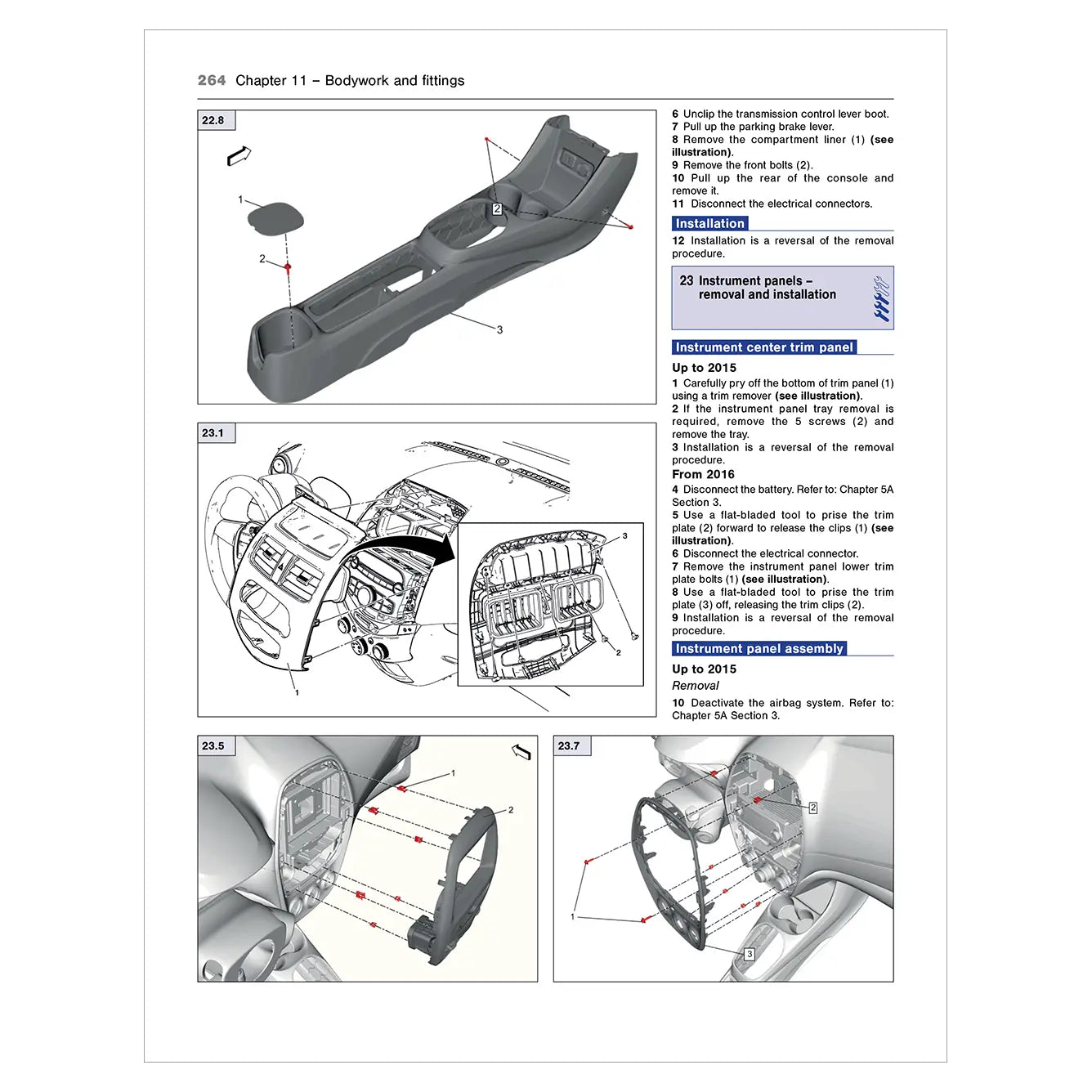 Technical diagram and instructions for car bodywork and fittings on a white background
