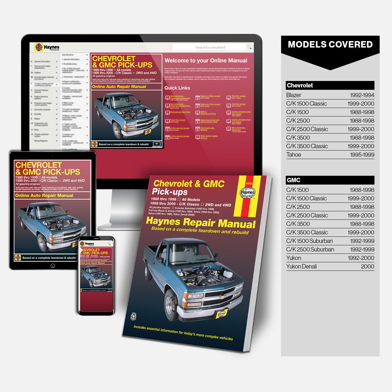 Chevrolet and GMC Pick Ups Repair Manual Print and Online Bundle