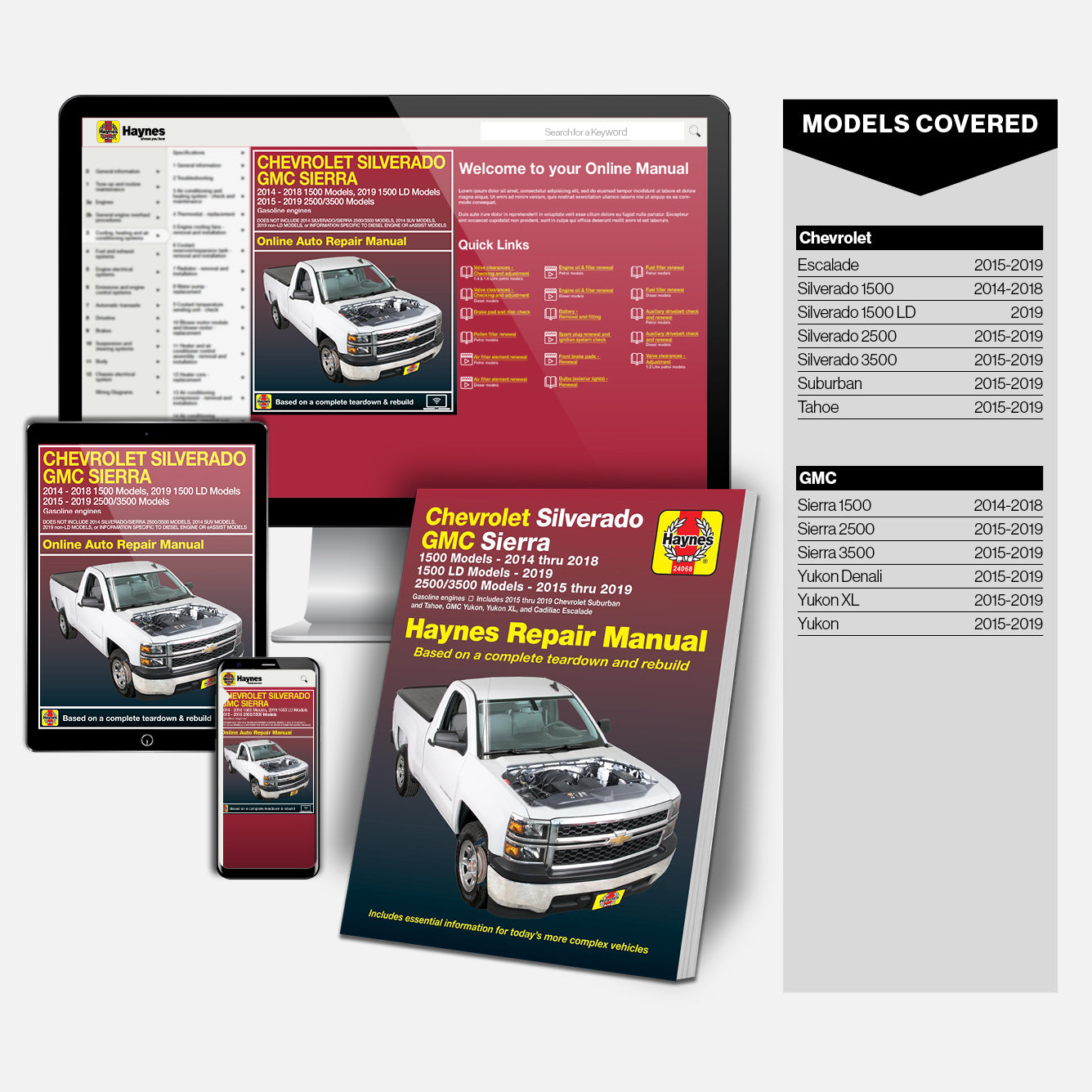 Chevrolet Silverado and GMC Sierra Haynes Repair Manual Book and Online Bundle
