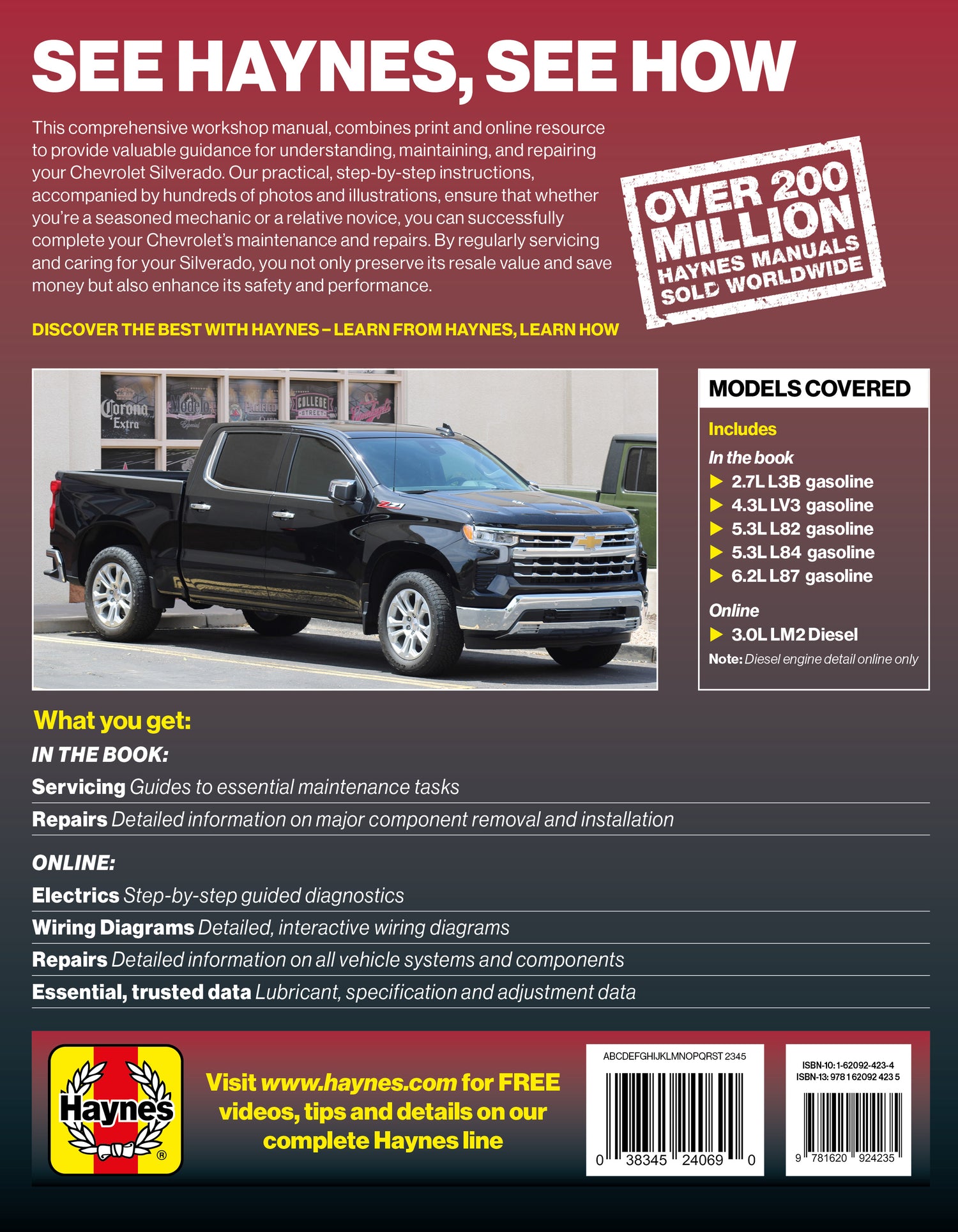 Back cover of the Chevrolet Silverado 1500 2019-2022 Haynes Manual
