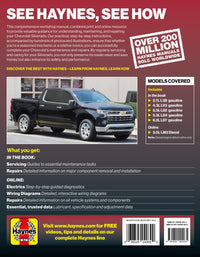 Back cover of the Chevrolet Silverado 1500 2019-2022 Haynes Manual