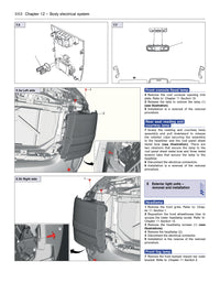 Technical diagram of a car's front console and exterior light units with text instructions in the Chevrolet Silverado 2500/3500 2014-2019 Haynes Repair Manual.