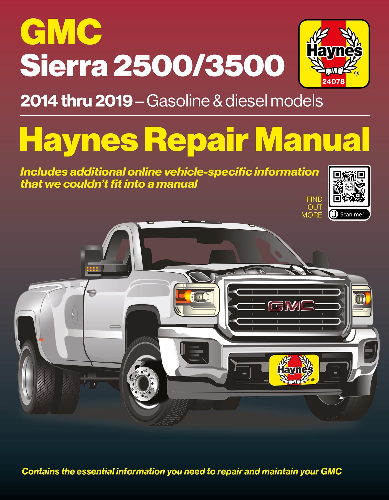 Haynes repair manual cover for GMC Sierra 2500/3500 with a white truck illustration on a dark background.