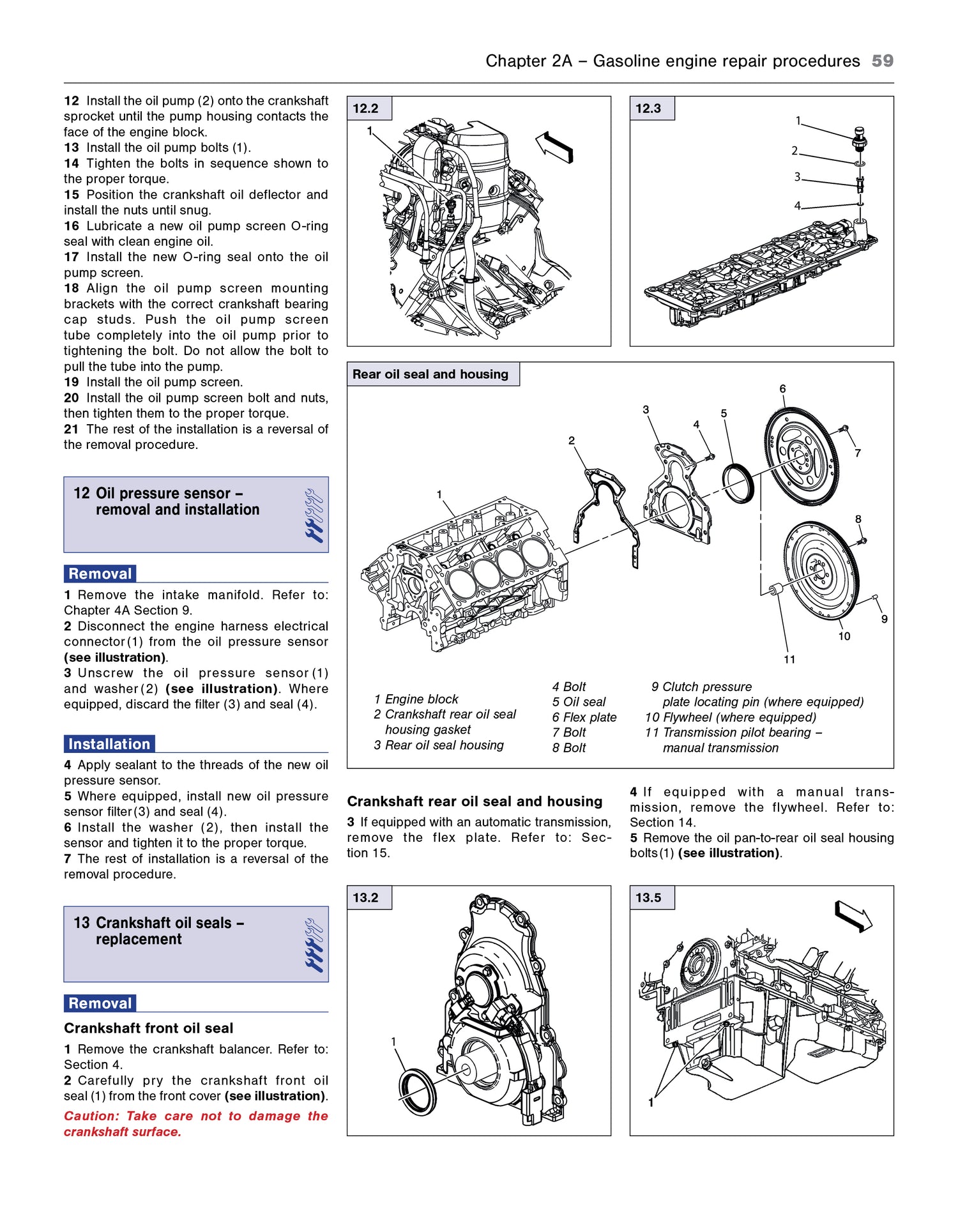 Technical diagram and instructions for gasoline engine repair on a white background