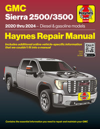 GMC Sierra 2500/3500 2020–2024 Haynes Repair Manual cover showing detailed repair instructions.