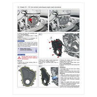 Technical diagram of an engine repair procedure with labeled parts and text.