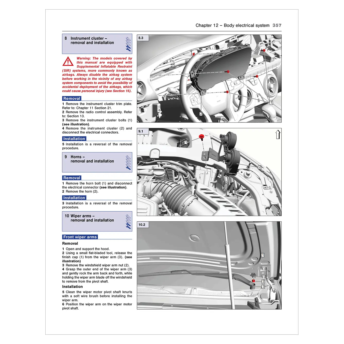 Technical manual page on car electrical system with diagrams and text.