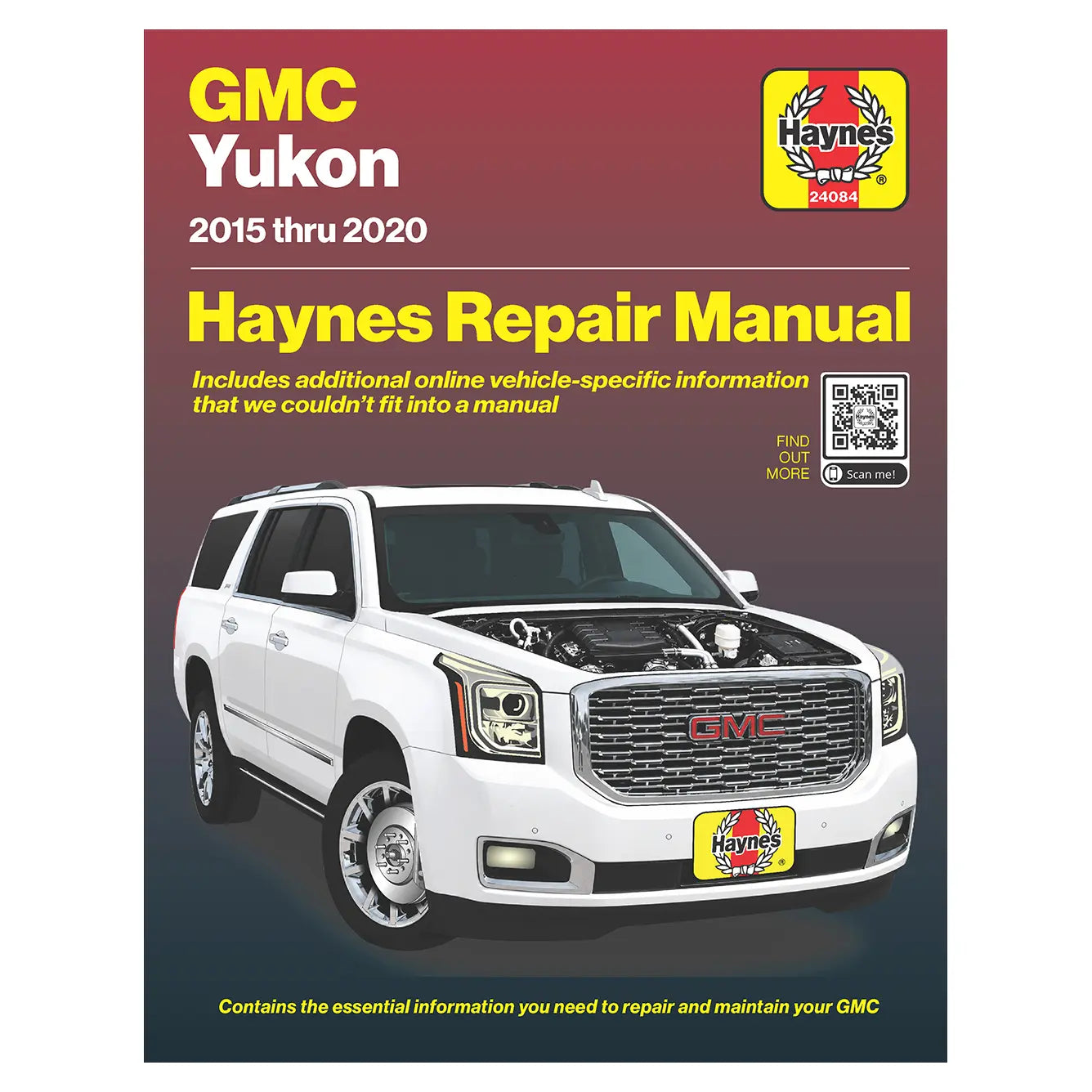 Haynes repair manual for GMC Yukon 2015-2020 with a white SUV on the cover.