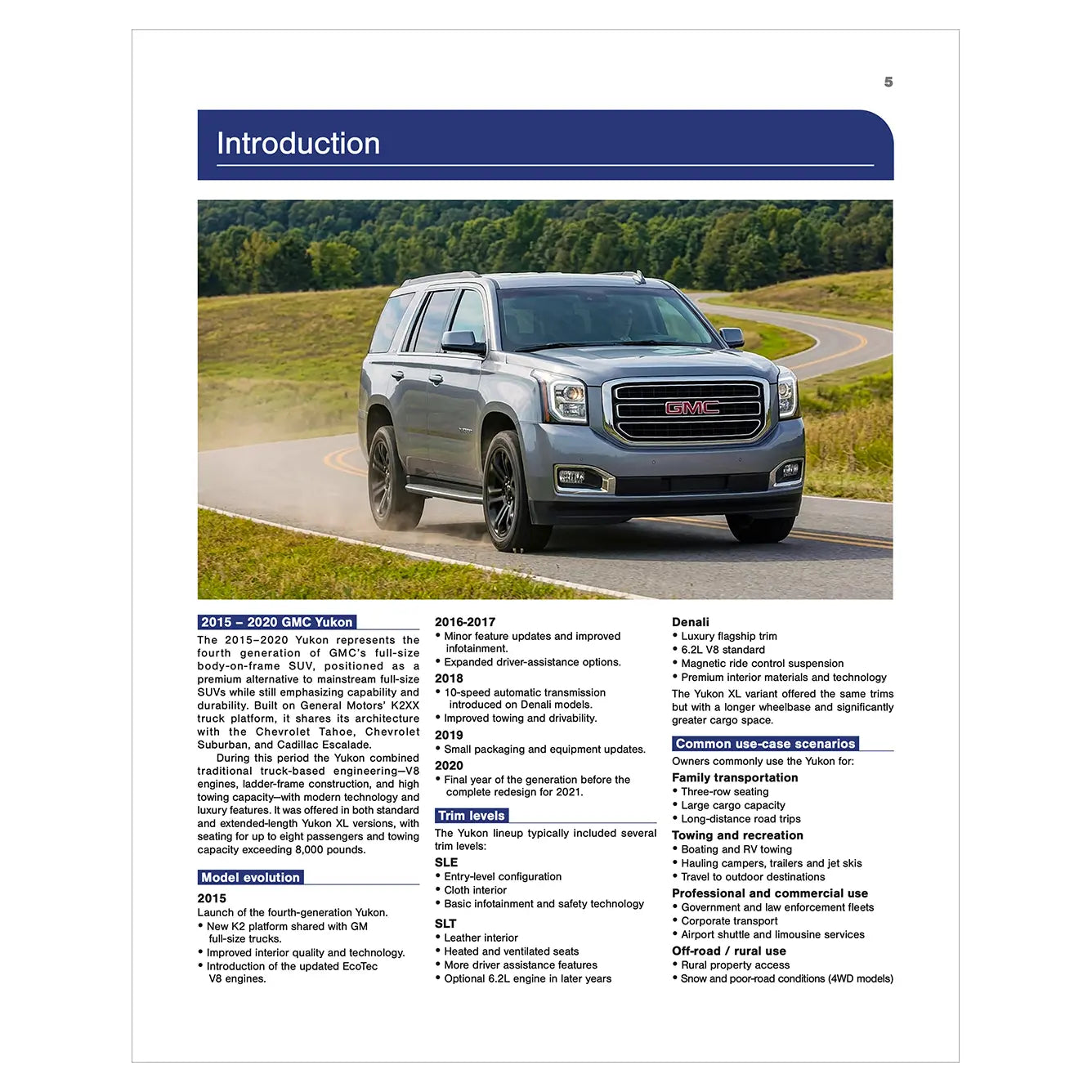 GMC vehicle on a road with text and images on a white background