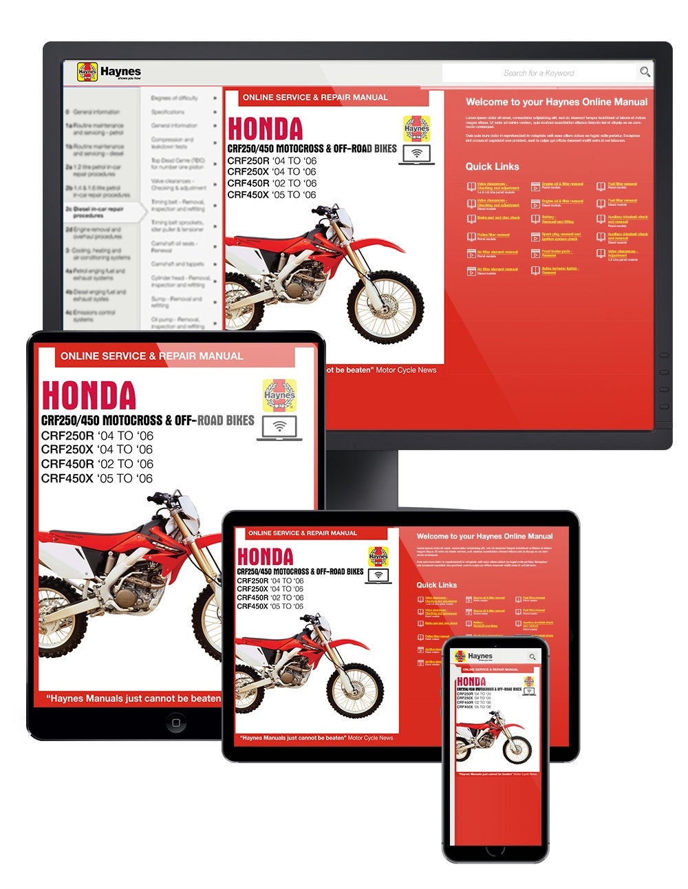 Honda CRF250R (04-06), CRF250X (04-06), CRF450R (02-06) & CRF450X (05-06) Haynes Repair Manual