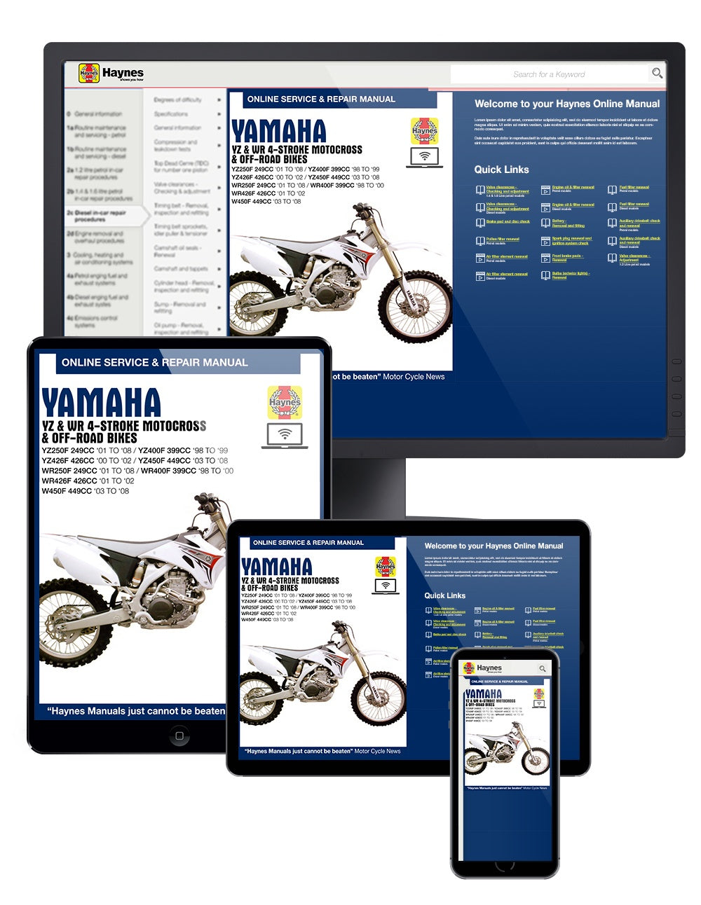 Yamaha YZ & WR 4-stroke Motocross Bikes (98-08) Haynes Repair Manual