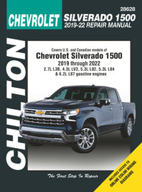 Chevrolet Silverado 1500 2019–2022 Chilton Repair Manual cover showing detailed repair guide.