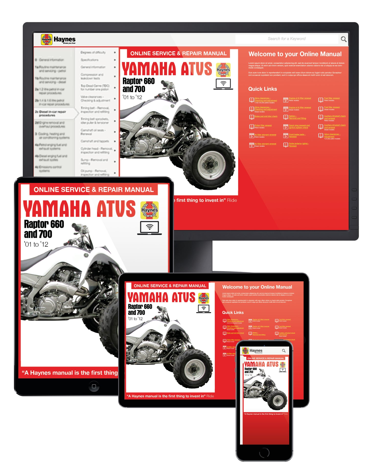 Yamaha Raptor 660 (01-05) & Raptor 700 (06-12) Haynes Repair Manual