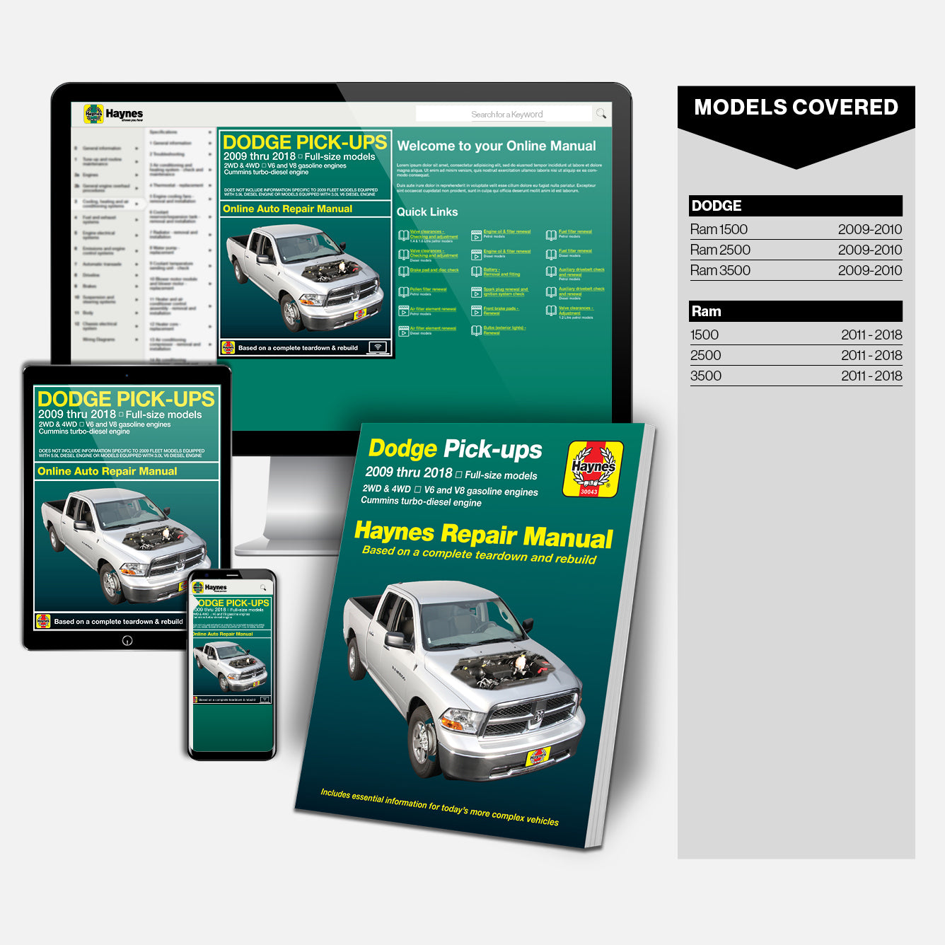 Dodge Pick Ups 2009 thru 2018 Print and Online Bundle