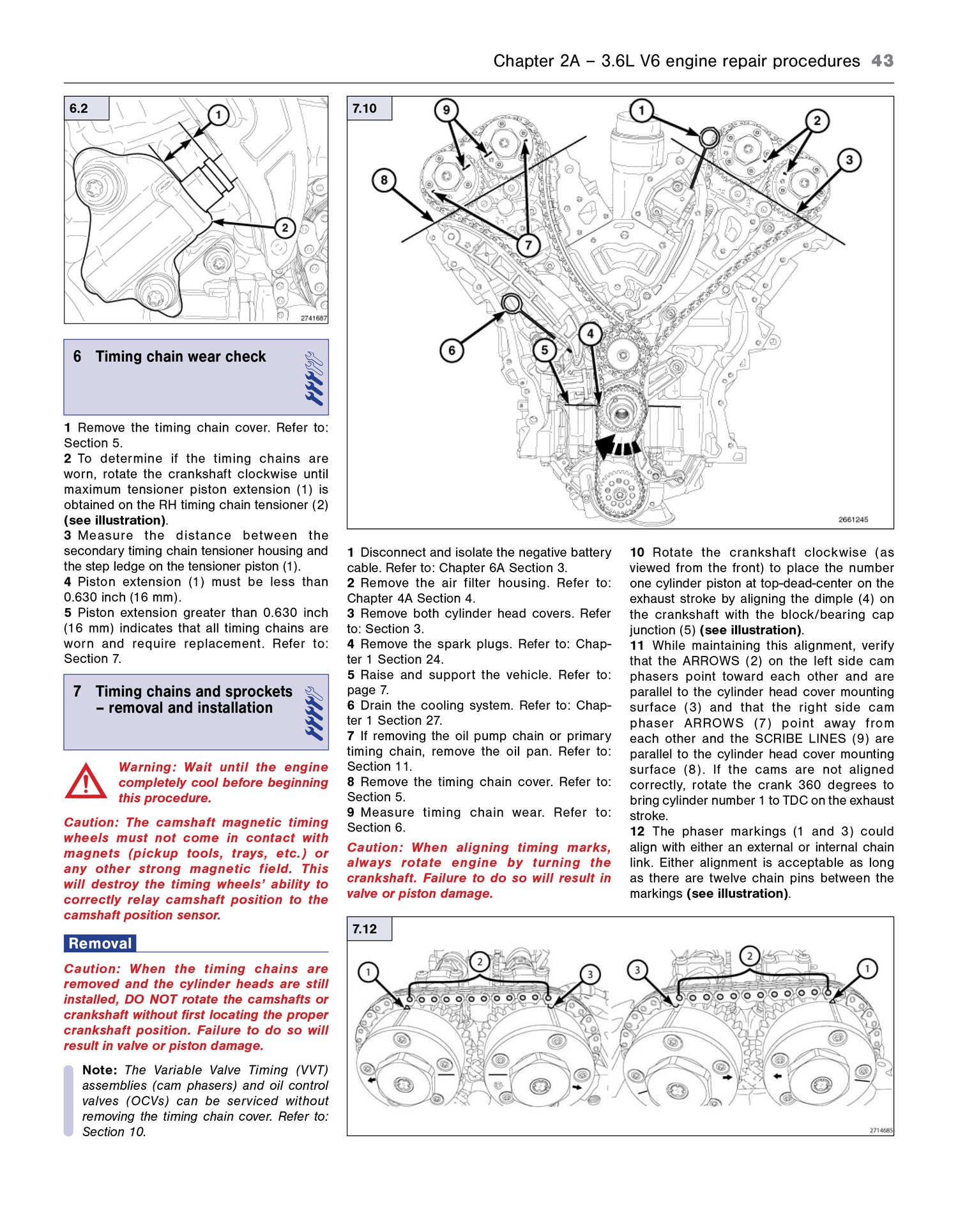 Technical manual page with diagrams and text on engine repair procedures