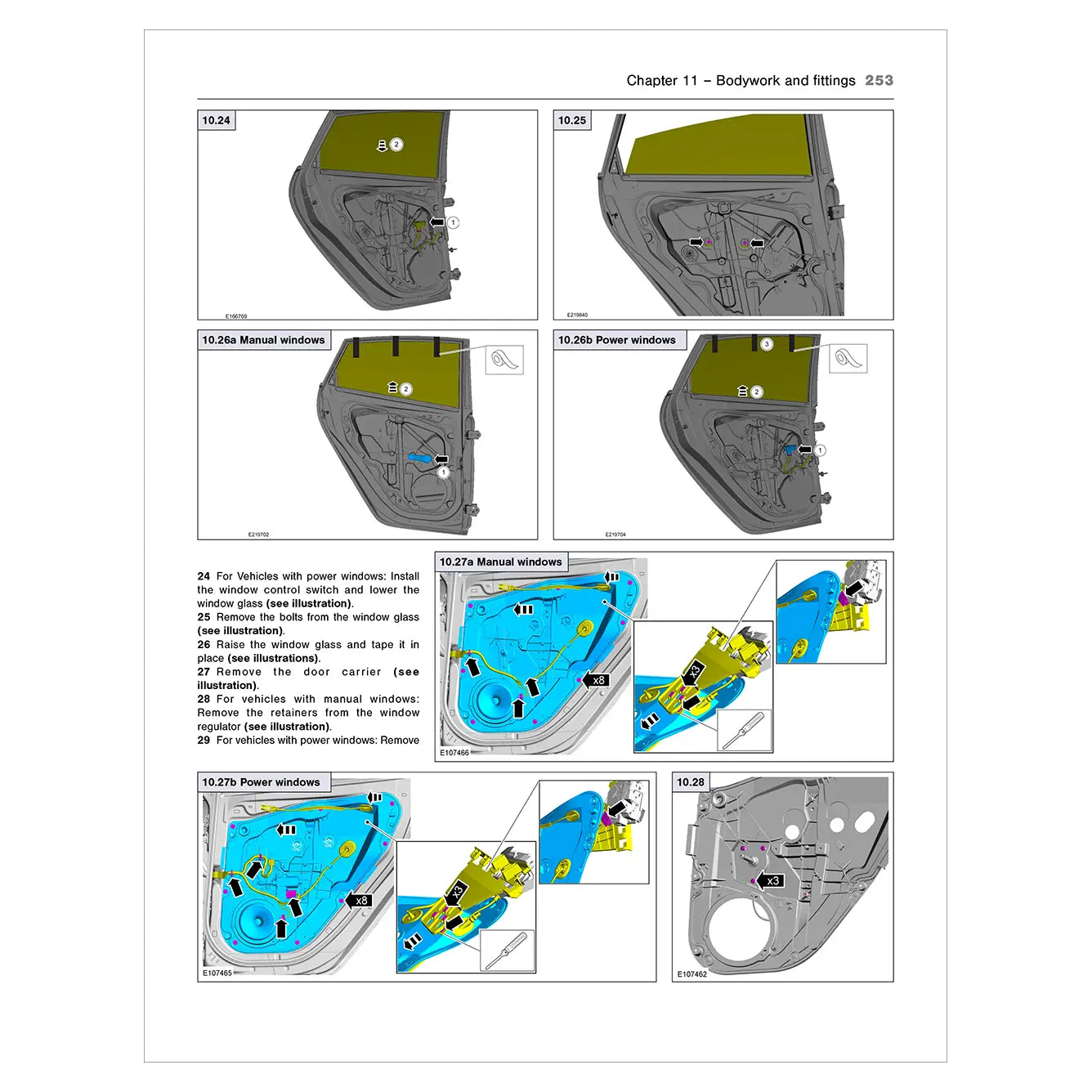 Technical diagram of car bodywork and fittings with labeled parts on a white background