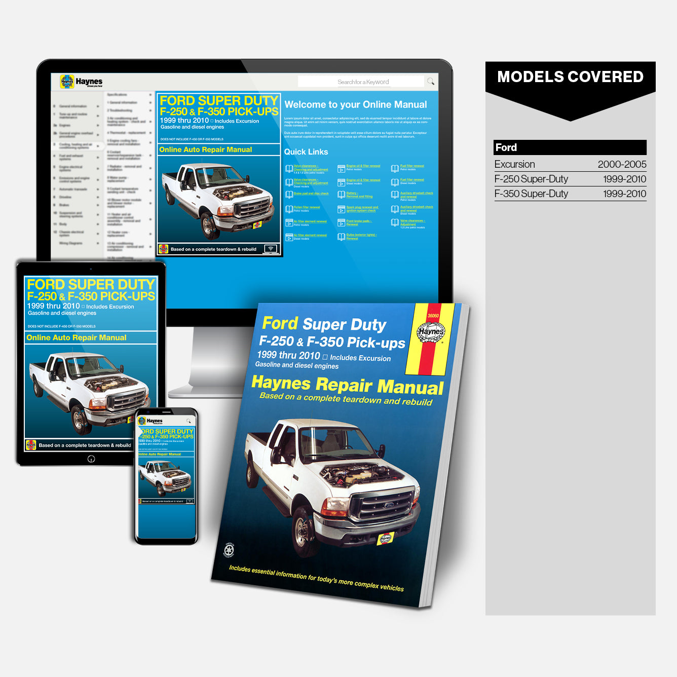 Ford Super Duty F-Series Pick Ups 1999 thru 2010 Book and Online Manual Bundle