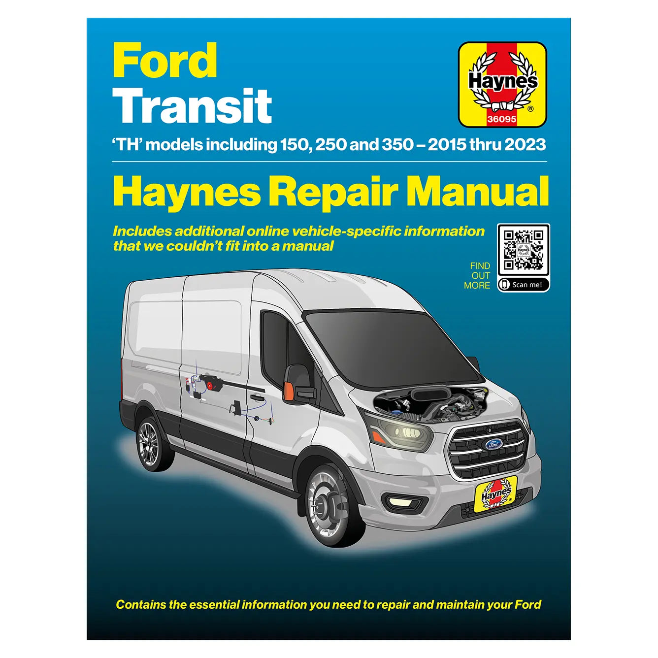 Haynes repair manual for Ford Transit on a blue background