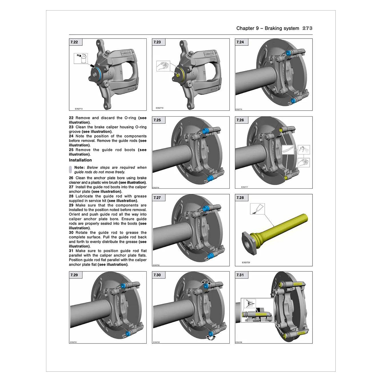 Technical diagram of a braking system with labeled parts and text on a white background