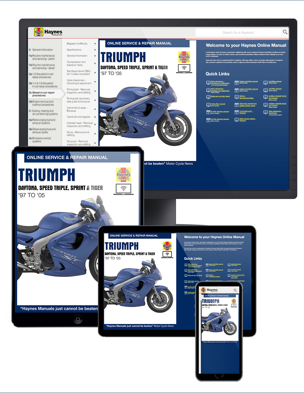 Triumph Daytona, Speed Triple, Sprint & Tiger 885cc & 955cc models (97-05) Haynes Repair Manual
